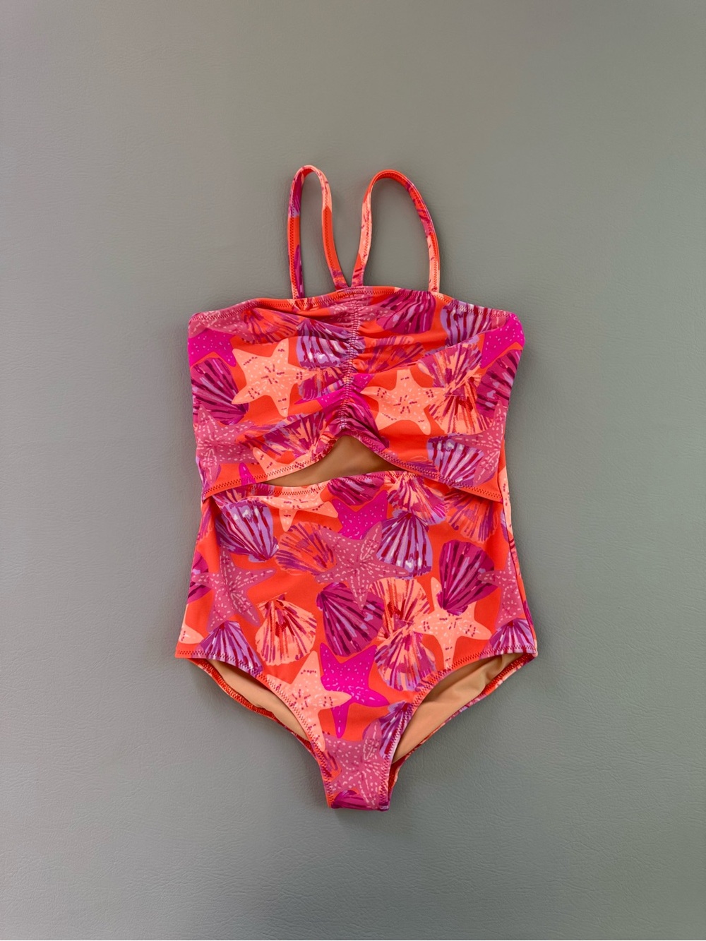 Crewcuts Girls 6/7 or 10 Beach Seashell Starfish Swimsuit Front Cutout - New
